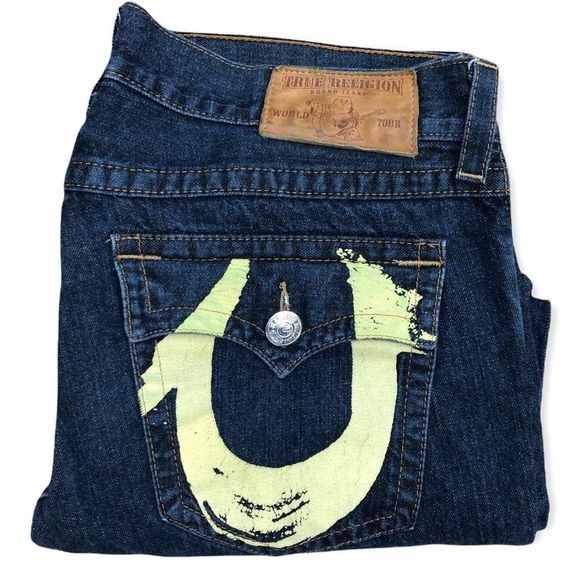 True Religion Jeans Size 38 'Yellow Horshoe' - Picture 1 of 7